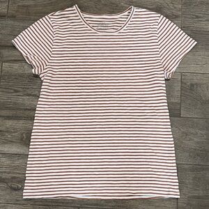 J. Crew Short Sleeve Cotton Studio Tee in Copper and White Stripes